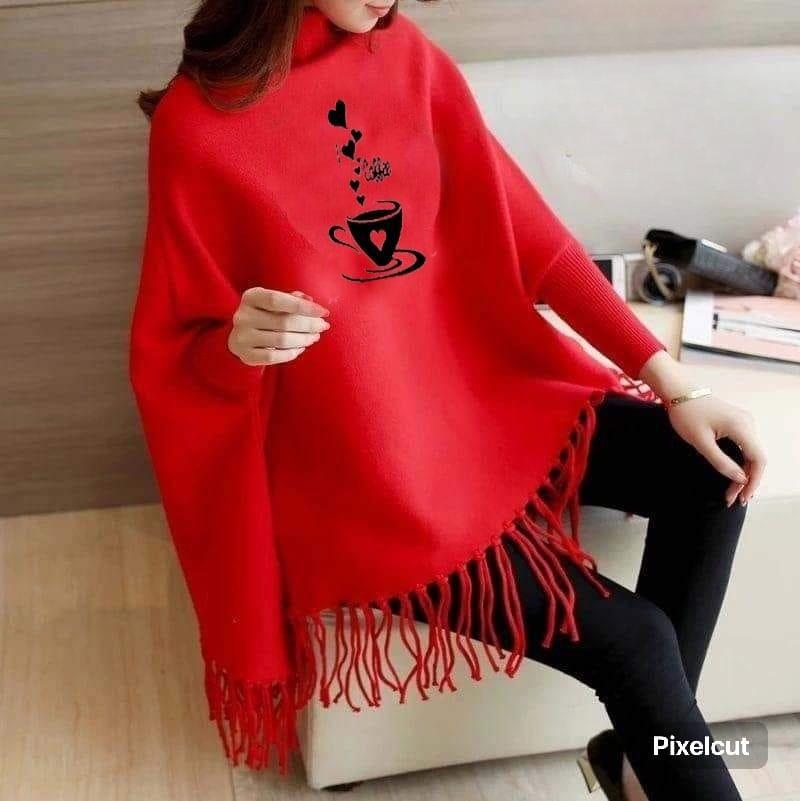 Women Fleece Poncho shawl