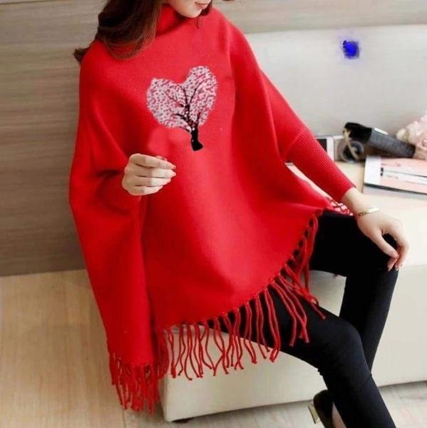 Women Fleece Poncho shawl